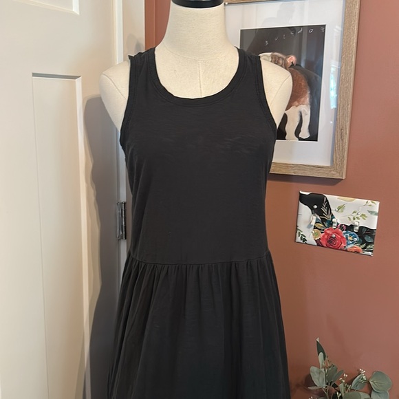 Nation LTD Melissa tiered Pima cotton ribbed trim S Black Sleeveless Dress - Picture 5 of 13